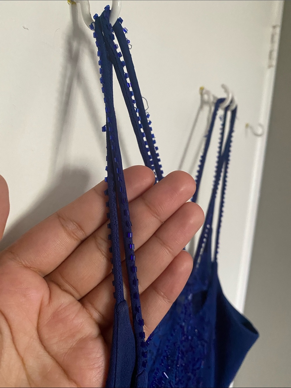 Jessica Navy Beaded Lace-Front Maxi Slip Dress - Picture 6 of 7